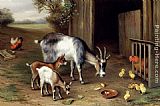 Edgar Hunt Goats And Poultry painting